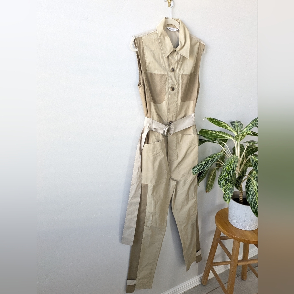 NWOT FRAME  Tan Sleeveless Jumpsuit with Belt - Picture 4 of 11